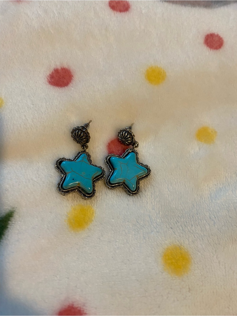 Vintage western style turquoise star earrings